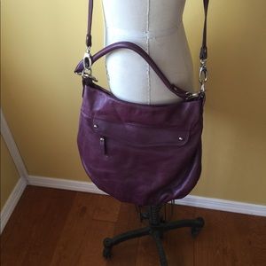 Plum leather cross strap bag